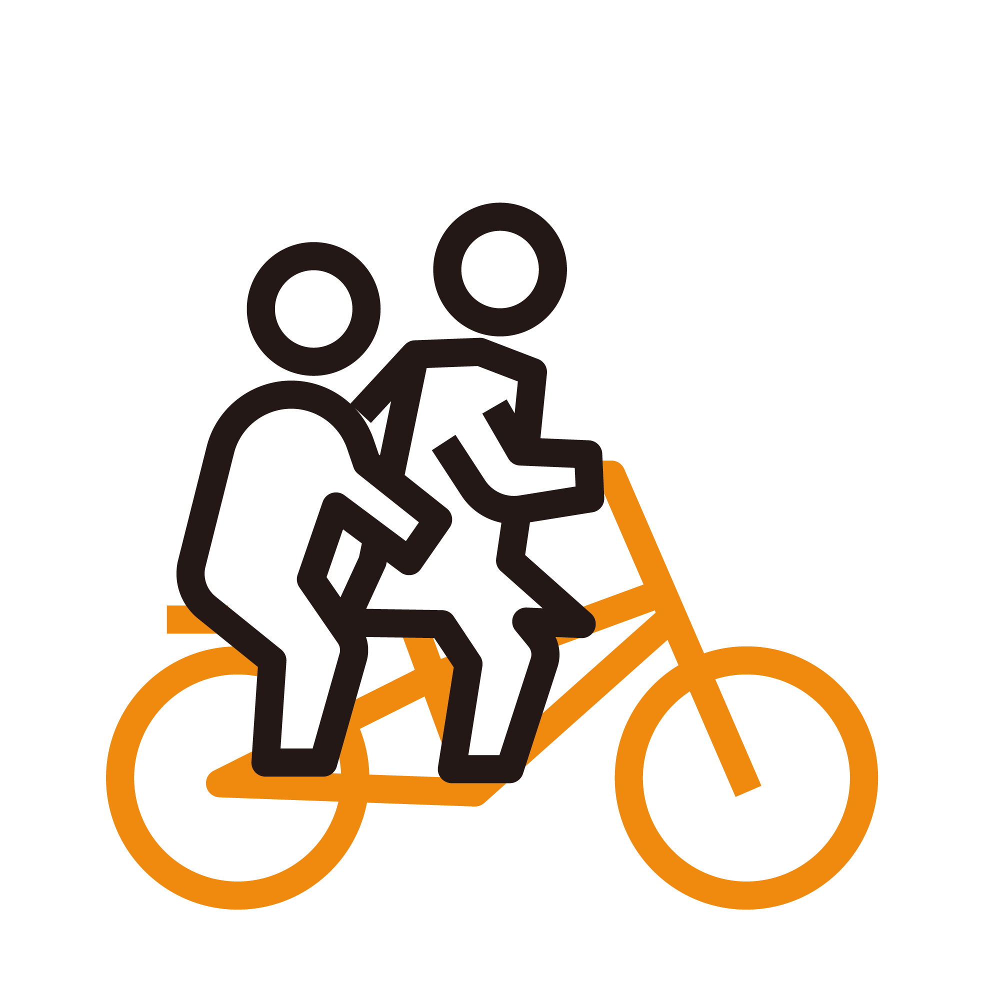 二人乗りする男女