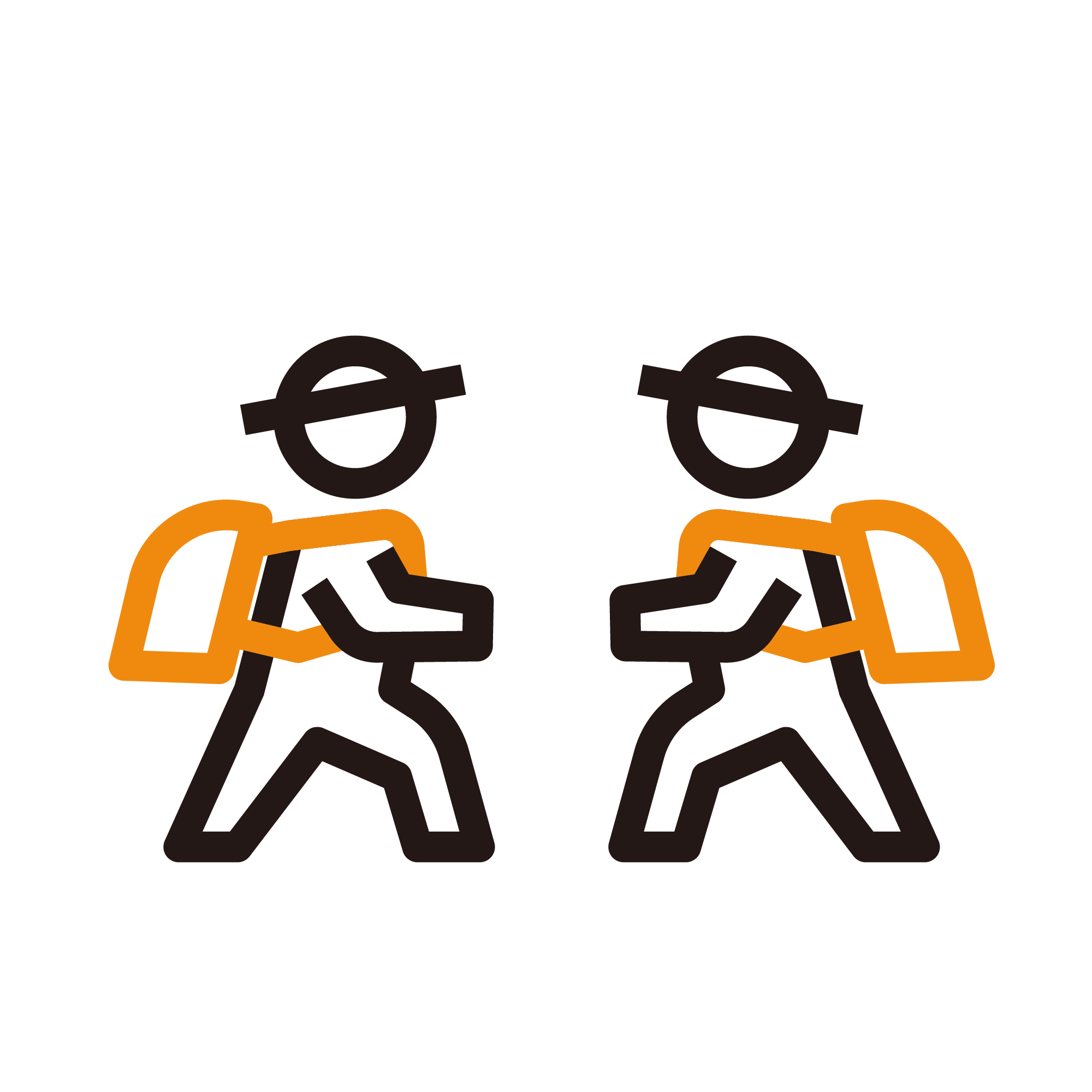 戦闘態勢をとっている人たち