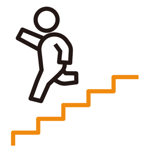 階段をジャンプしている