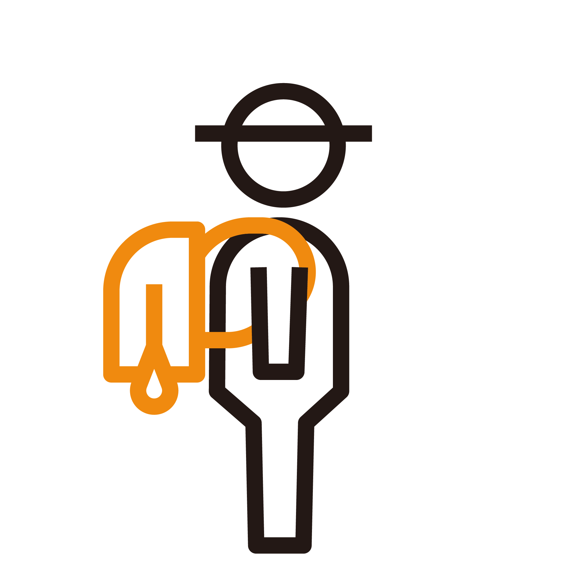 巾着をぶら下げたランドセルを背負う