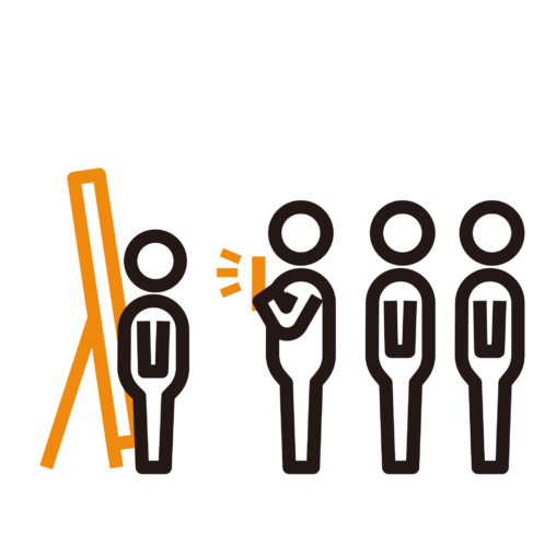 看板の前に行列