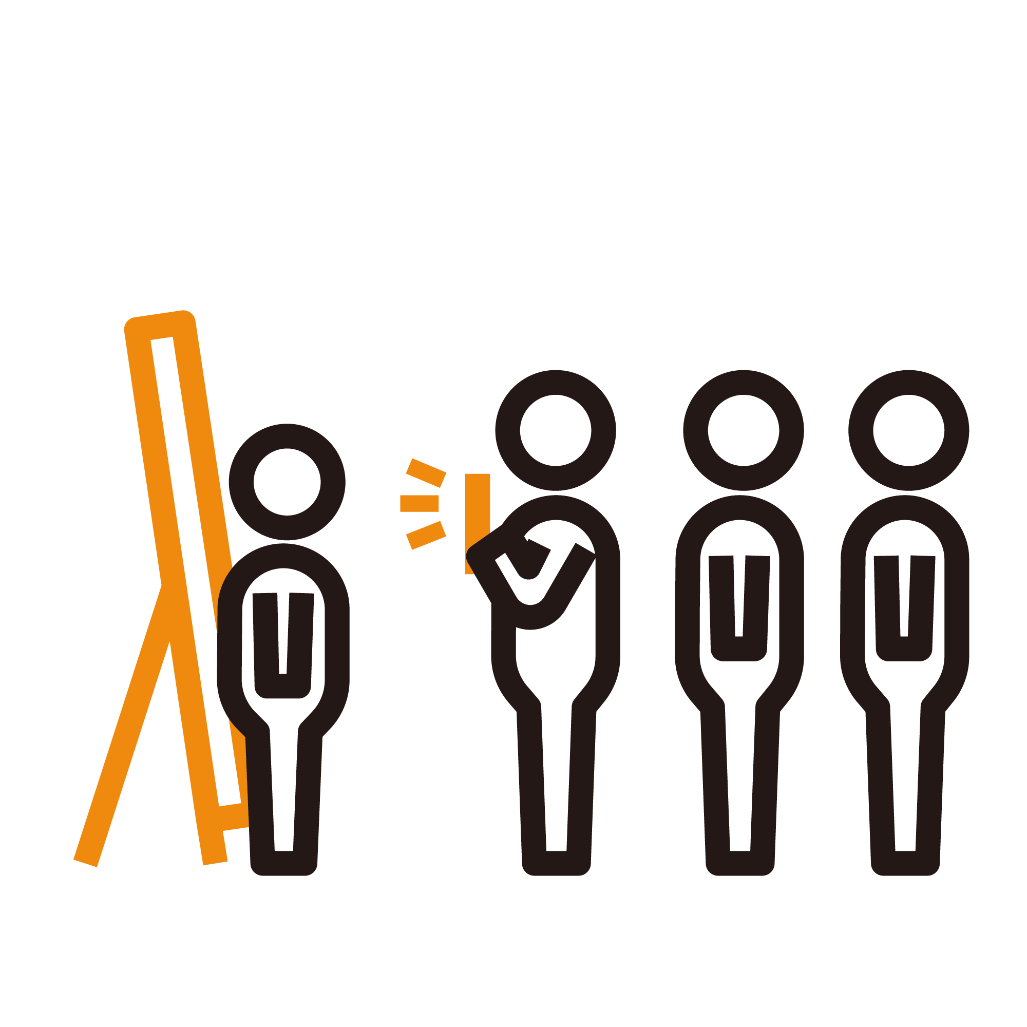 看板の前に行列