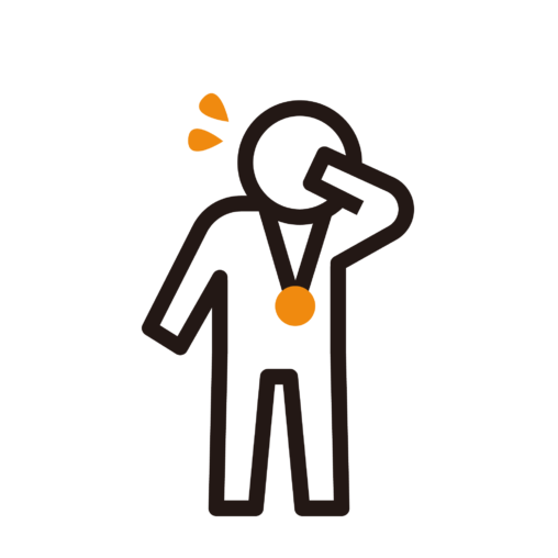 メダルをもらって泣く