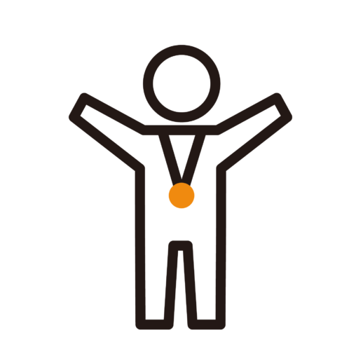 メダルをもらって喜ぶ