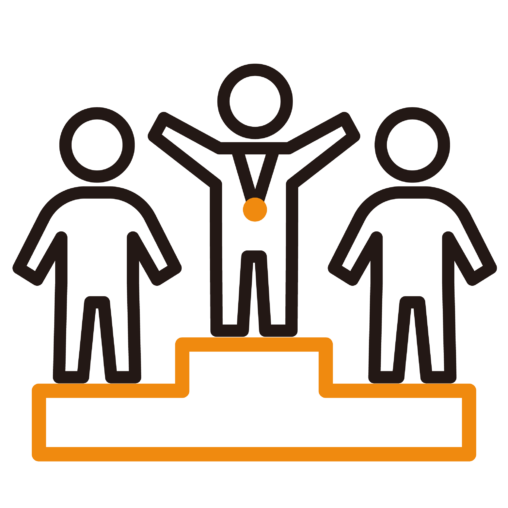 表彰式で表彰台に乗る人