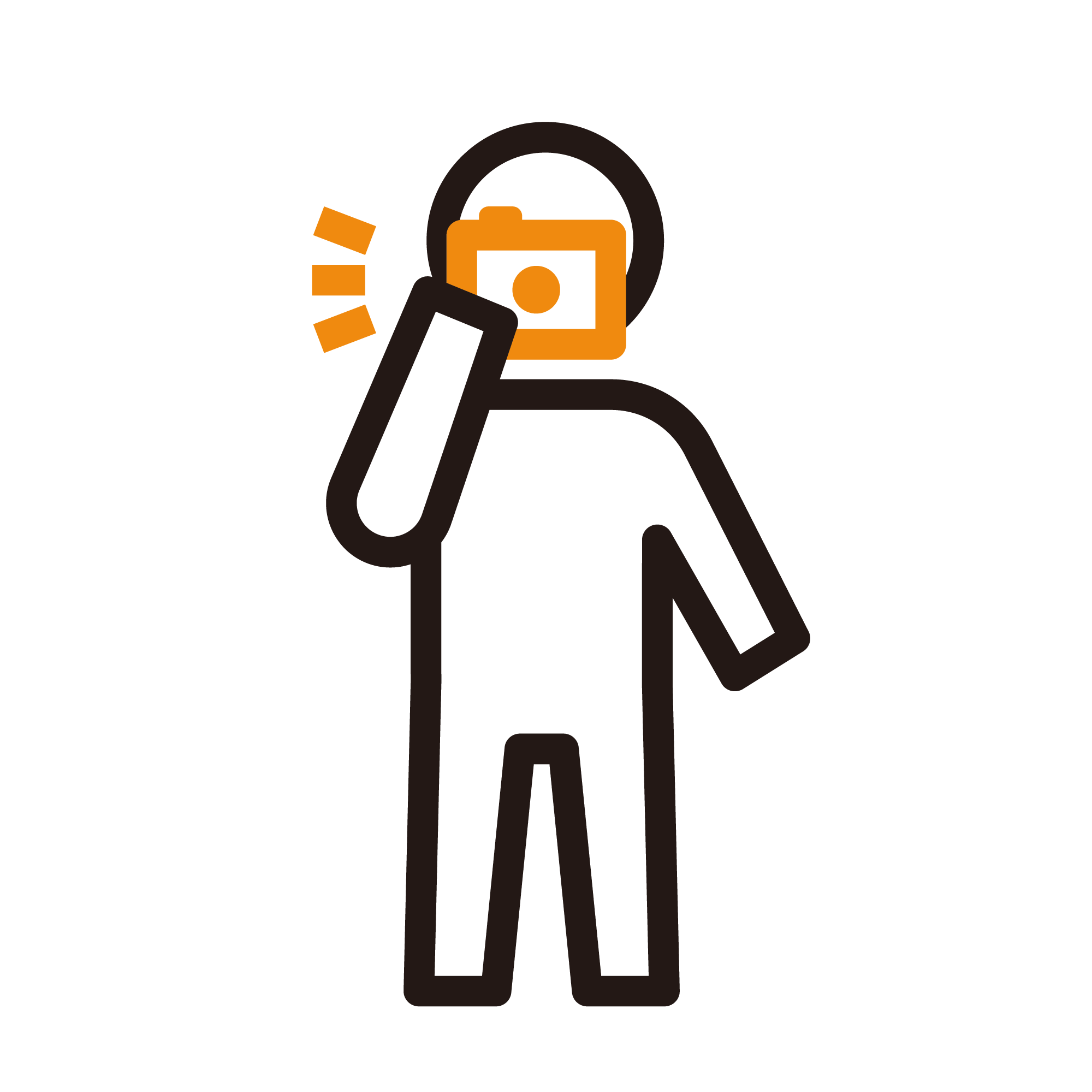 片手で写真を撮る