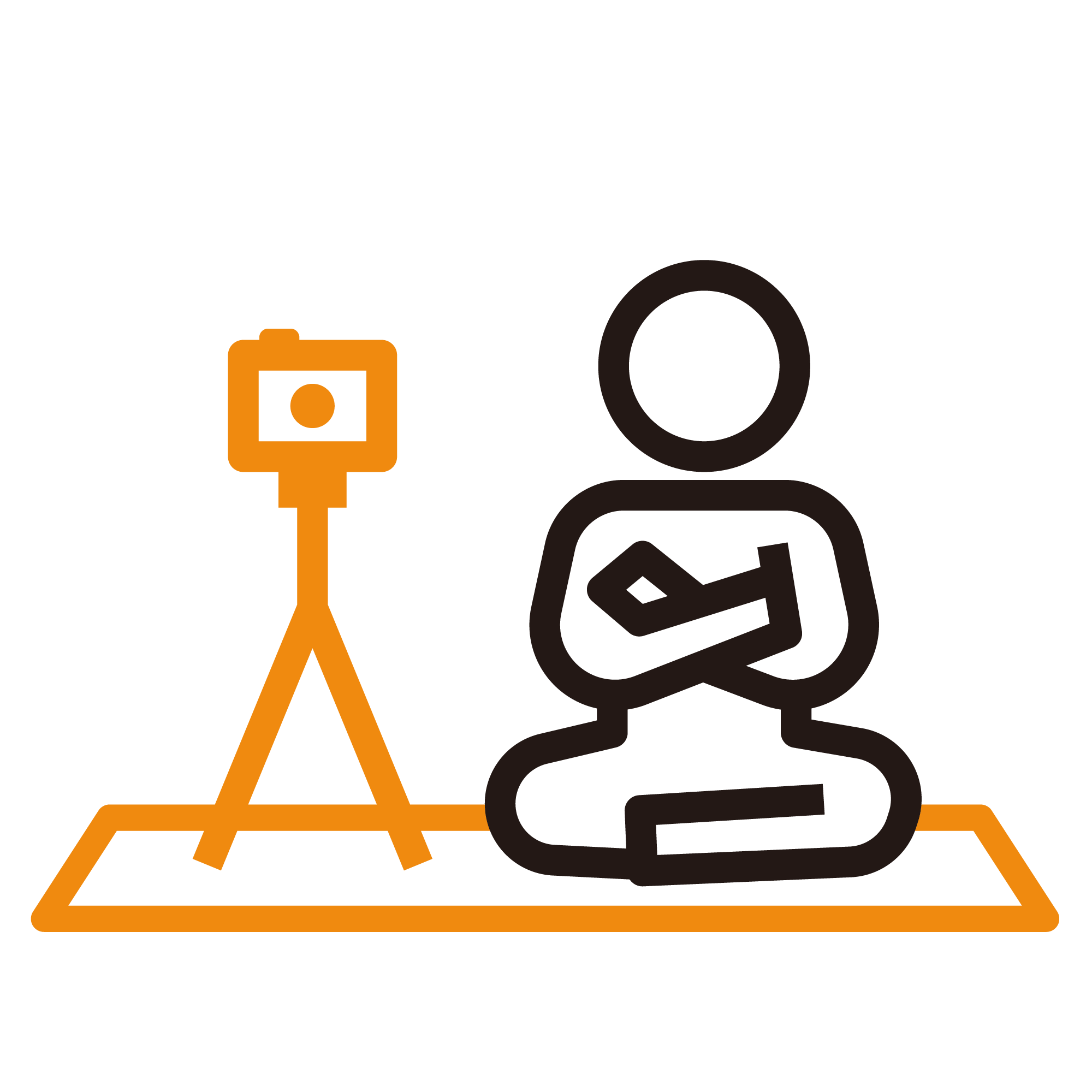 シートに座って撮影