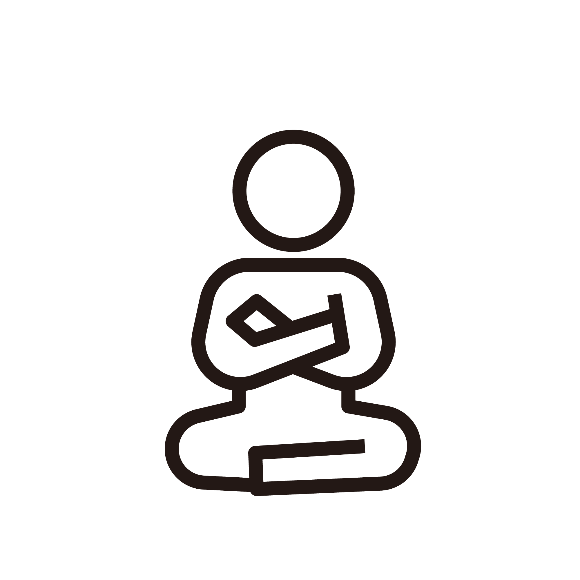 あぐらをかいて座る