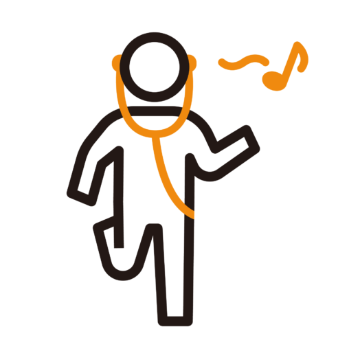 イヤホンをしてノリノリな人