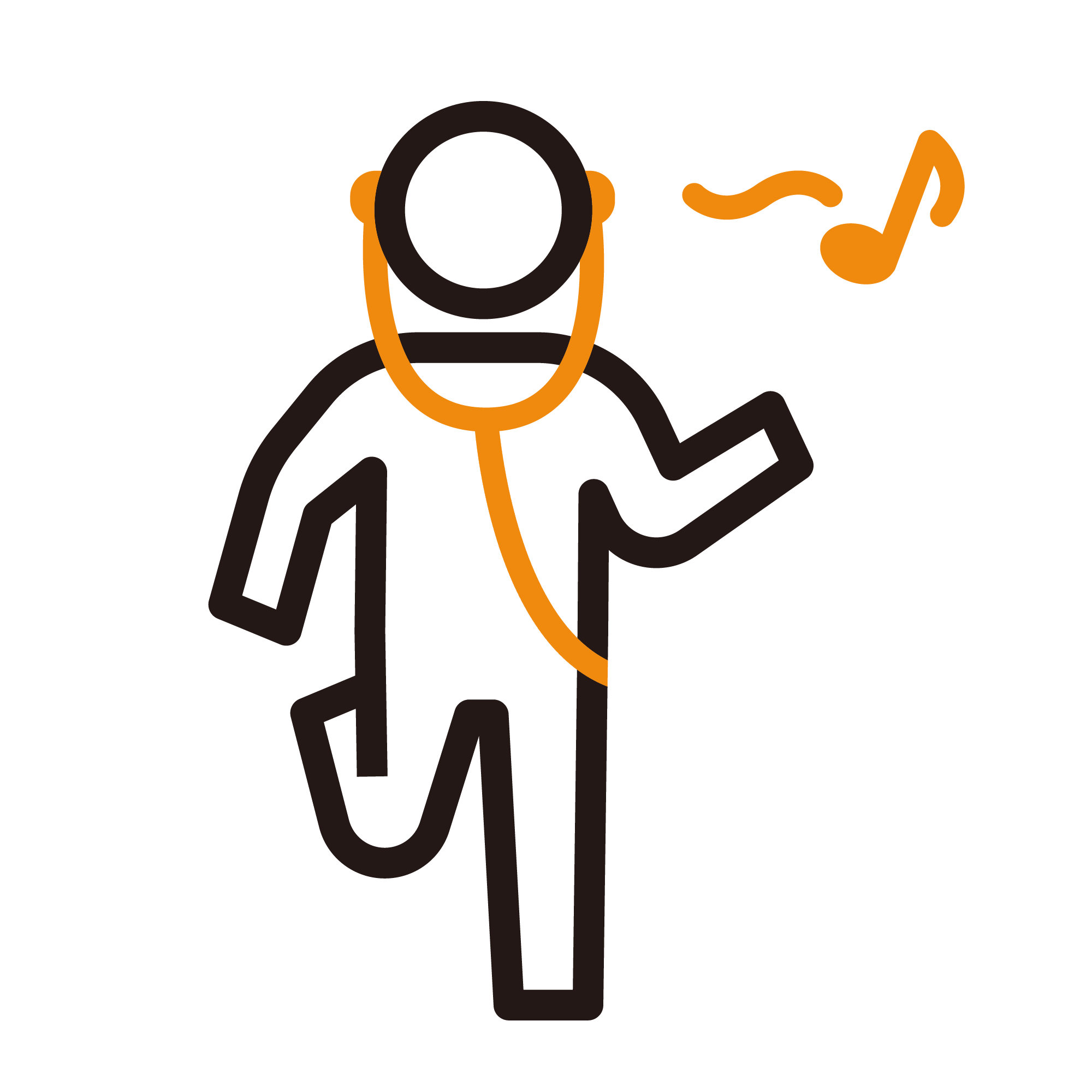 イヤホンをしてノリノリな人