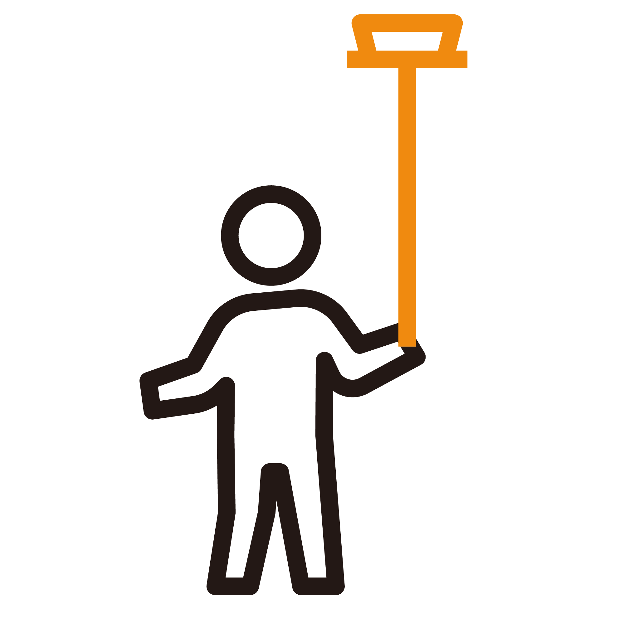 ほうきを手に乗せて遊ぶ