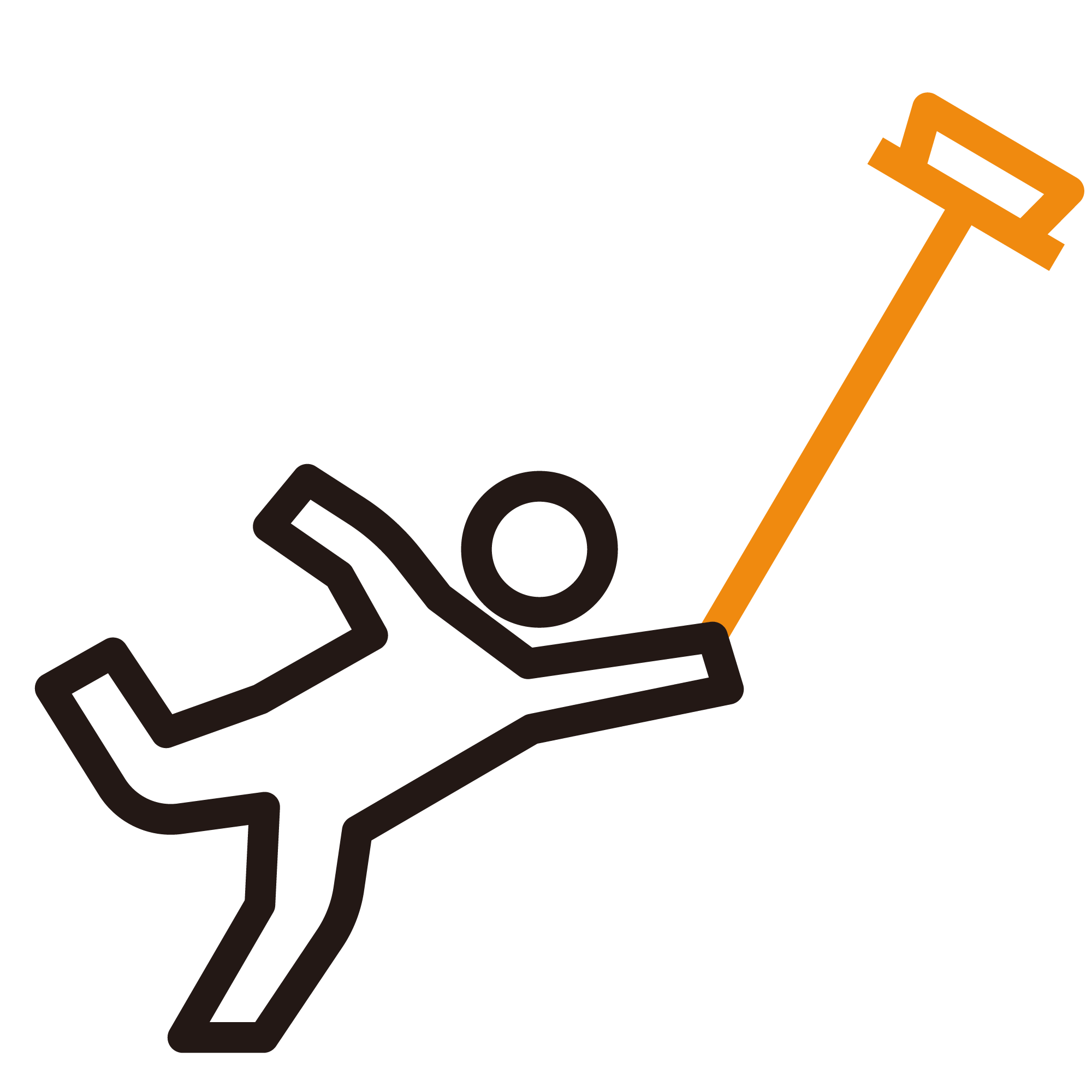 ほうきを手に乗せてバランスを崩す