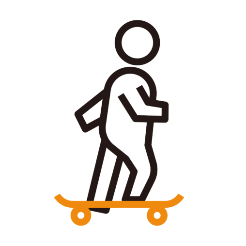 スケボーに乗る人