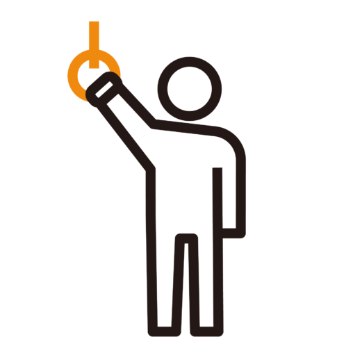 つり革につかまる