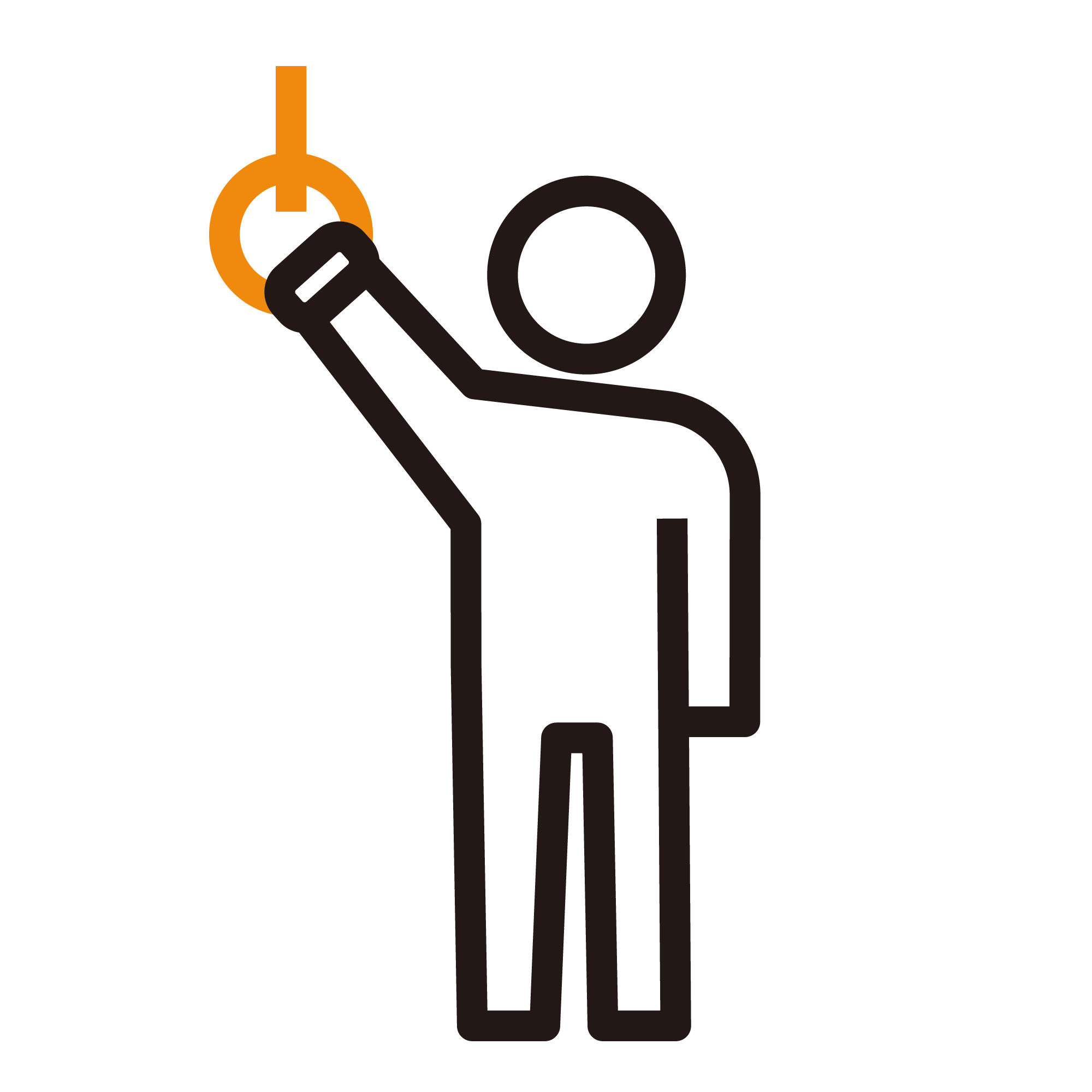 つり革につかまる