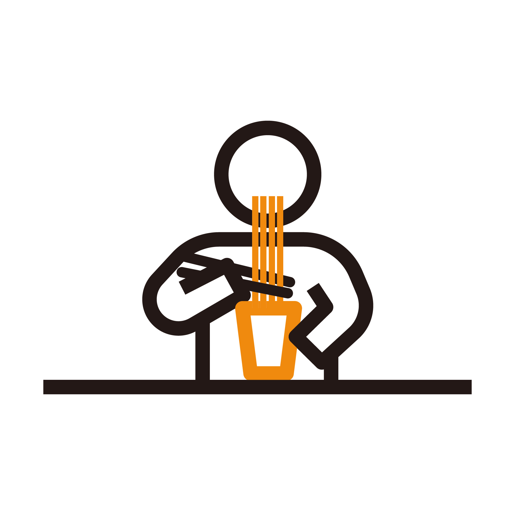 カップラーメンを食べる（ストレート麺）