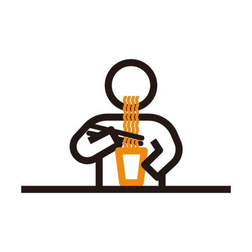 カップラーメンを食べる（ちぢれ麺）