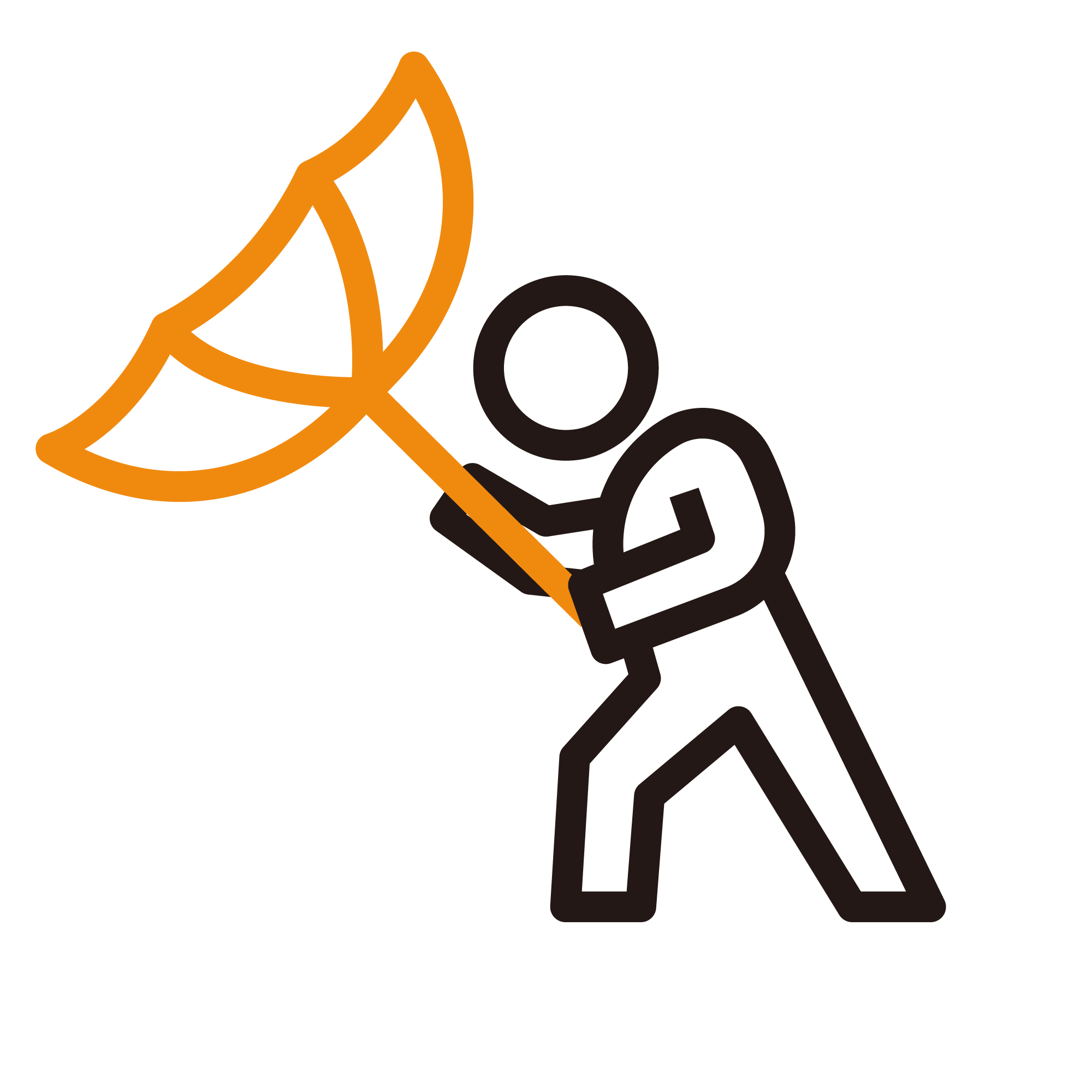 向かい風（ひっくり返った傘）