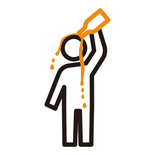 頭から水をかける