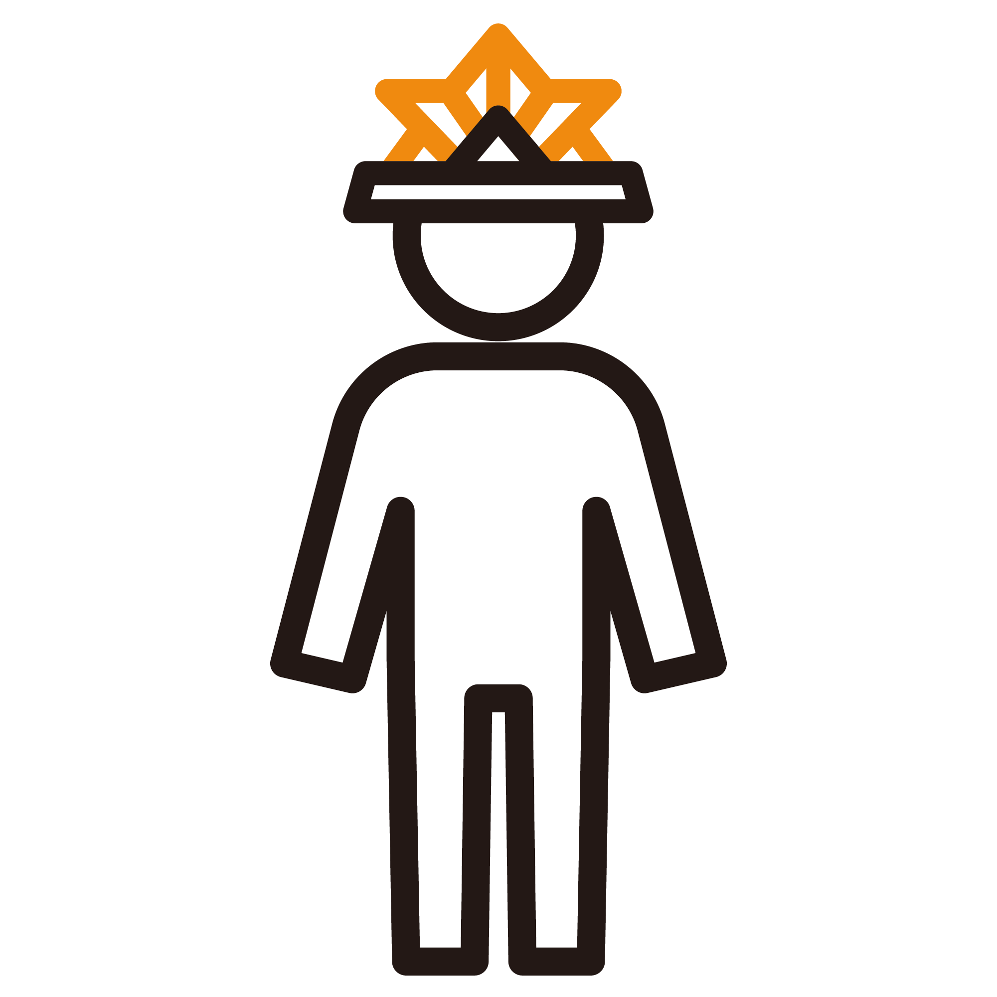 かぶとをかぶる人