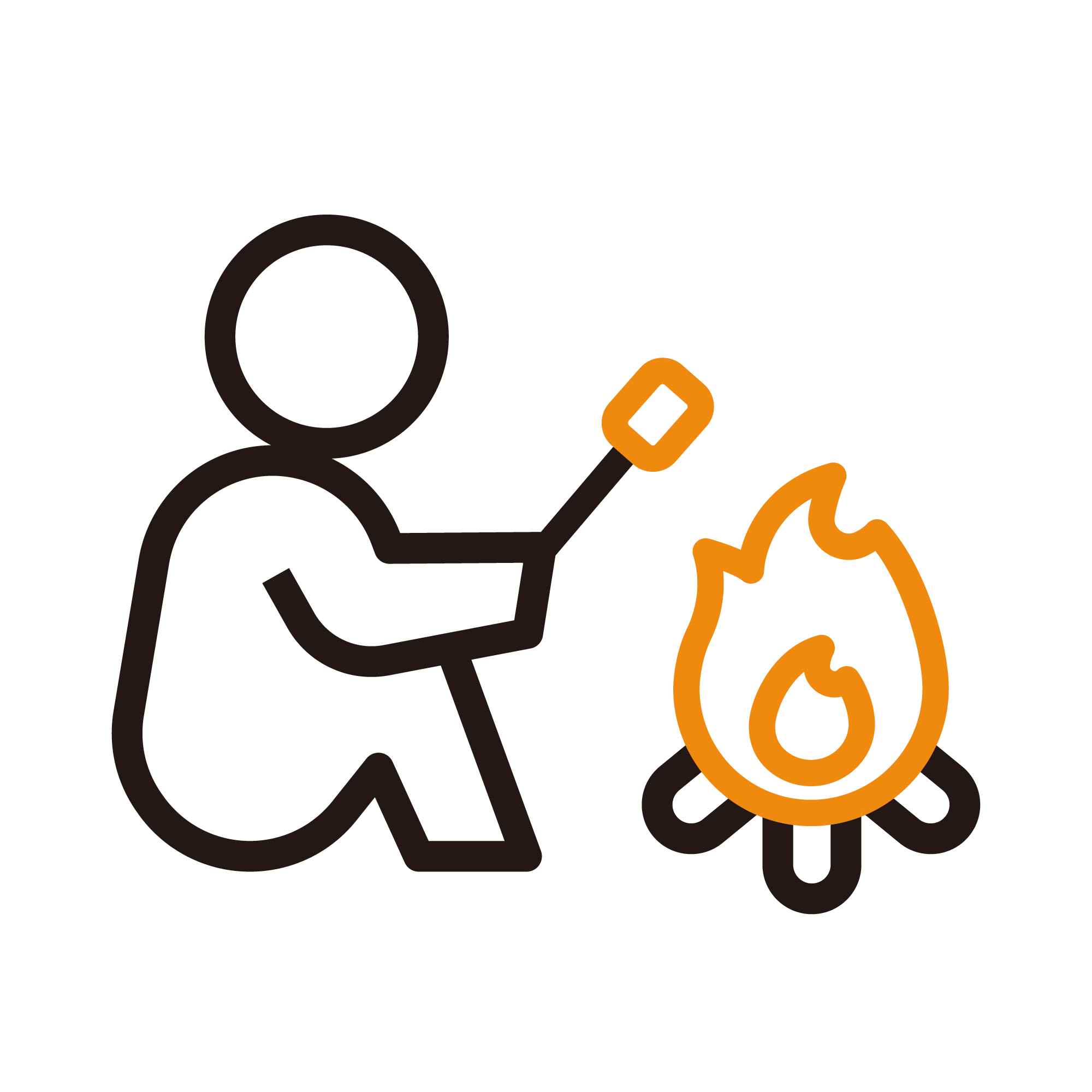 焚き火でマシュマロを焼く